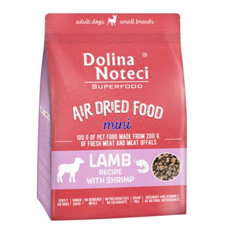Dolina Noteci Lamb with Shrimp mini Air-Dried Dog SuperFood 1kg for small breeds- 2.2lbs - Human Grade
